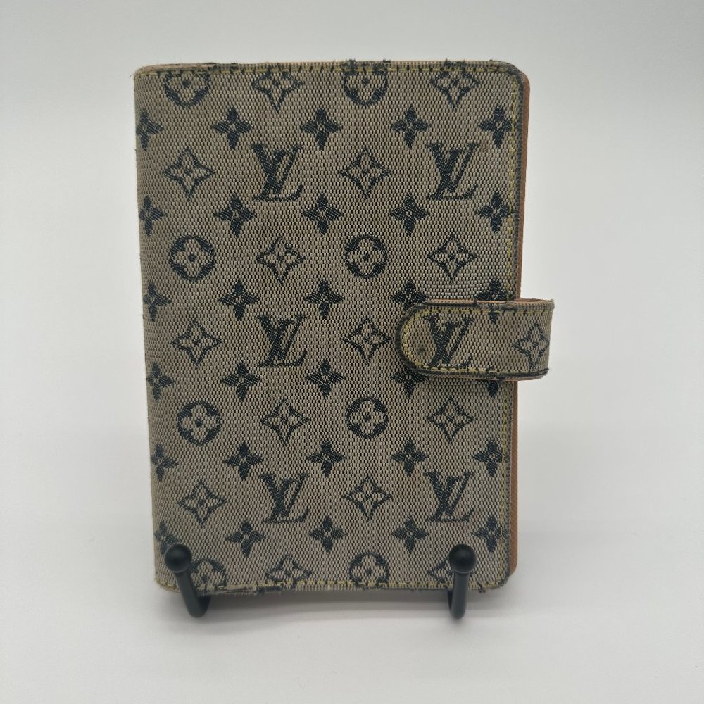 Louis Vuitton Navy Monogram Mini Lin Agenda Blue Wallet